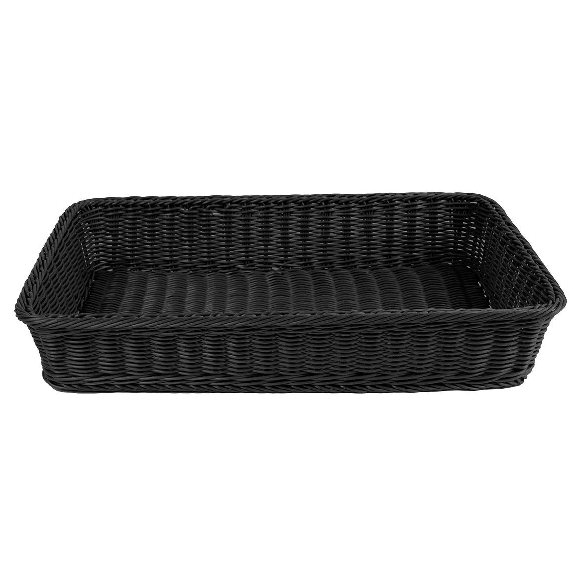 Rektangulär svart brödkorg i plast, mått 53x32,5 cm
