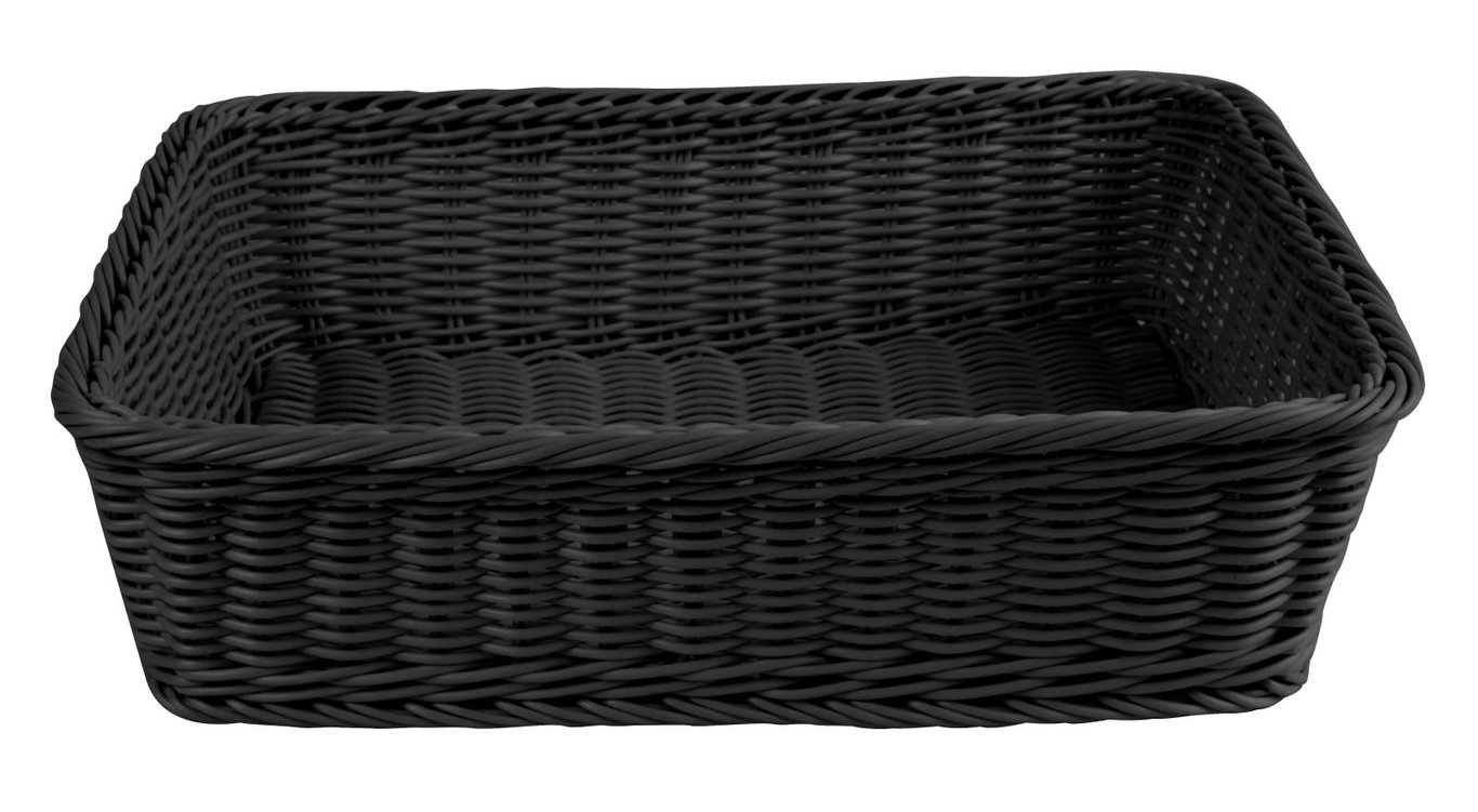 Svart rektangulär brödkorg med måtten 38x29cm