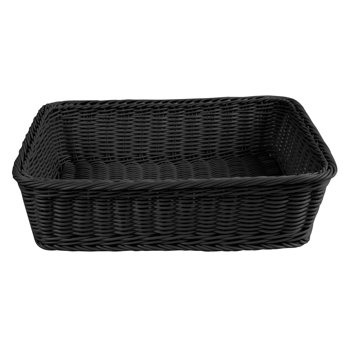 Svart rektangulär brödkorg med måtten 38x29cm