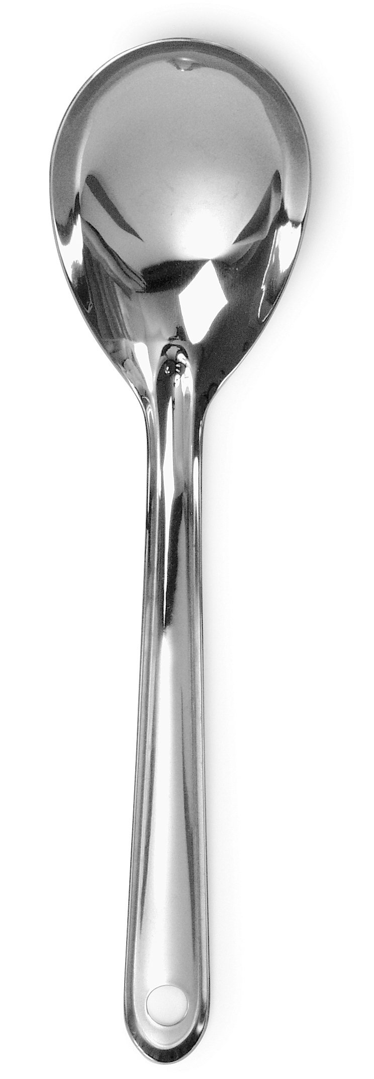 Stålserveringssked 28cm med lång handtag och rund skeddel, reflekterande yta