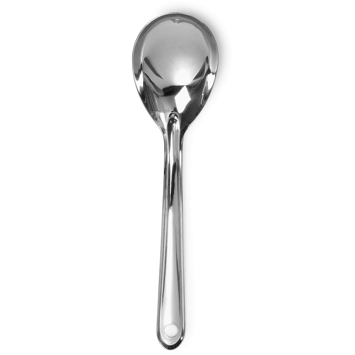 Stålserveringssked 28cm med lång handtag och rund skeddel, reflekterande yta
