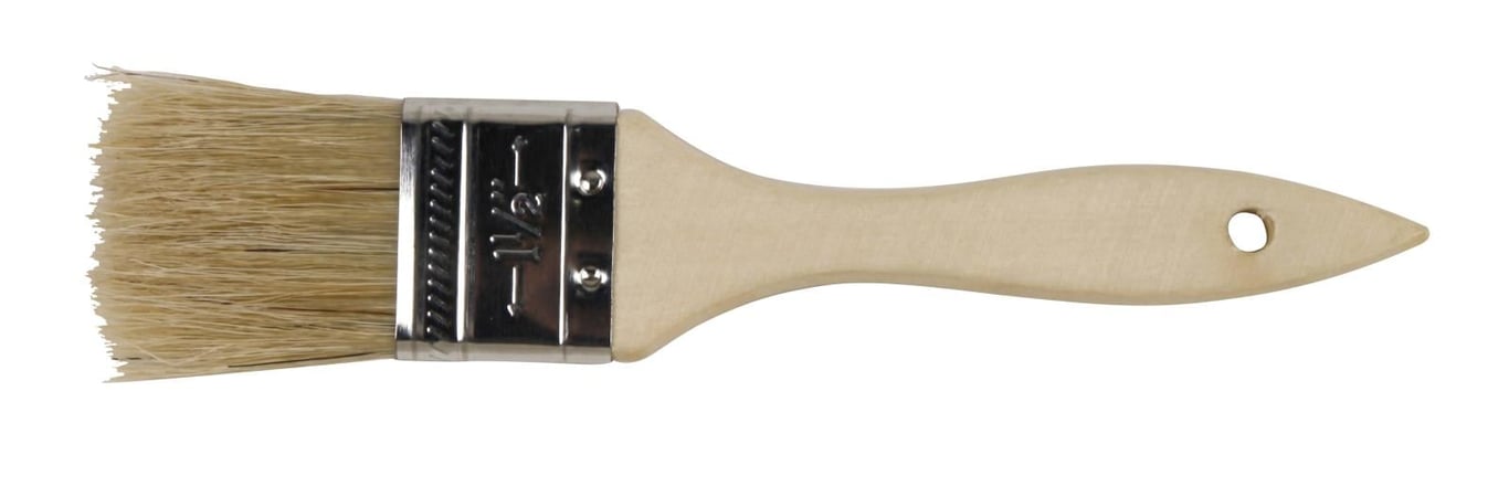 Bred, 19 cm lång brödpensel med trähandtag och naturliga borst