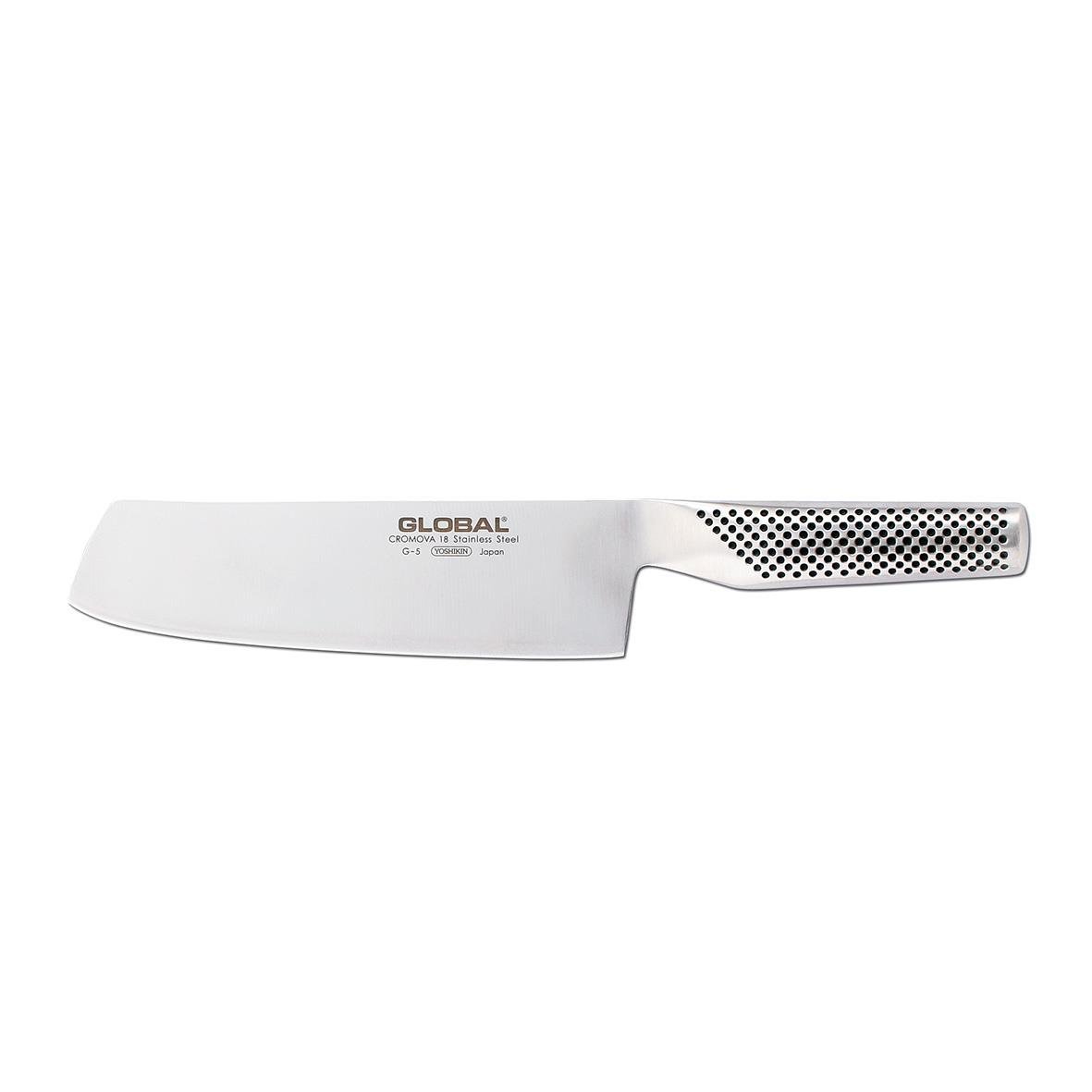 Grönsakshacka Global G-5 18cm med vit blad och svart och vit skaft
