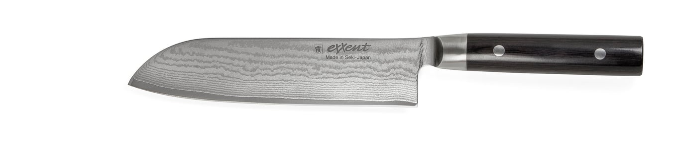 Kockkniv Exxent Kasumi 17cm med svart handtag och skärpa i rostfritt stål
