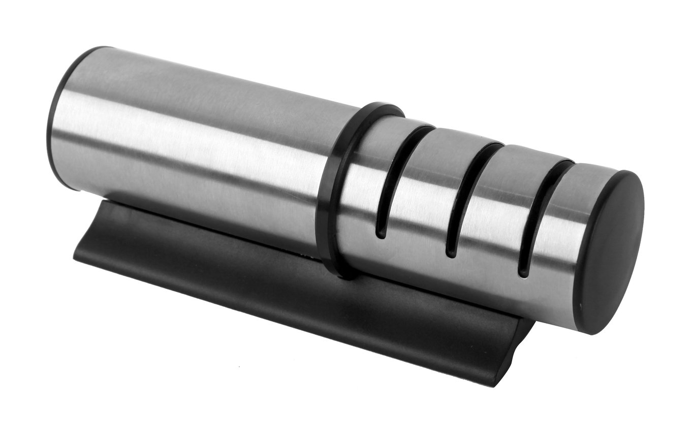 Keramiskt knivslipstål från Exxent med svart bas och roterande cylindrar för skärpning