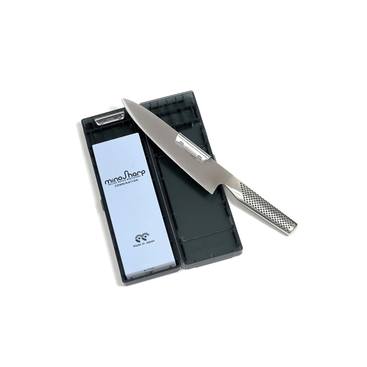 Slipsten Minosharp MC-471 220/1000 i svart plastfodral med kniv