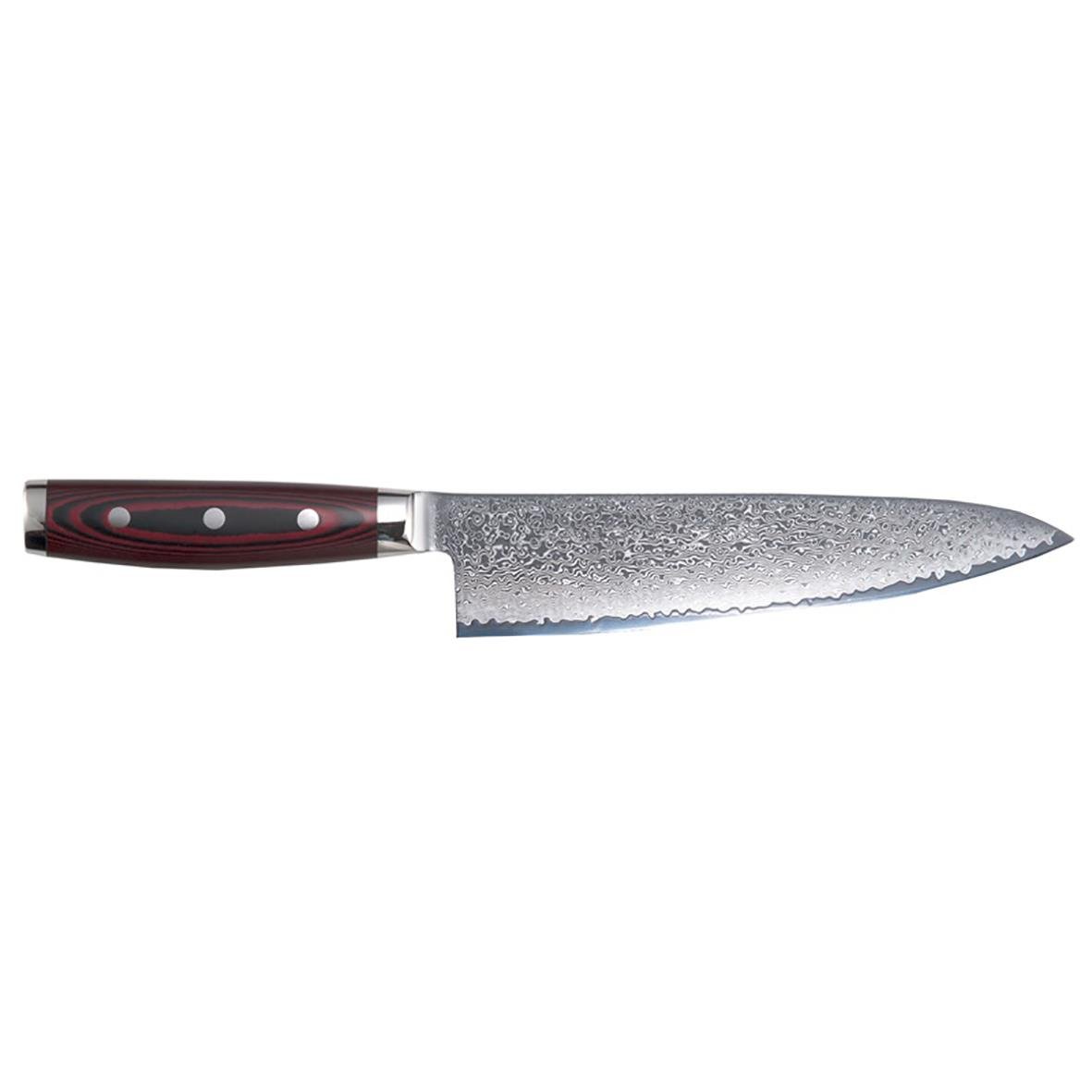 Kockkniv Yaxell Super Gou 20cm med svart och rött handtag och vass, slät blad