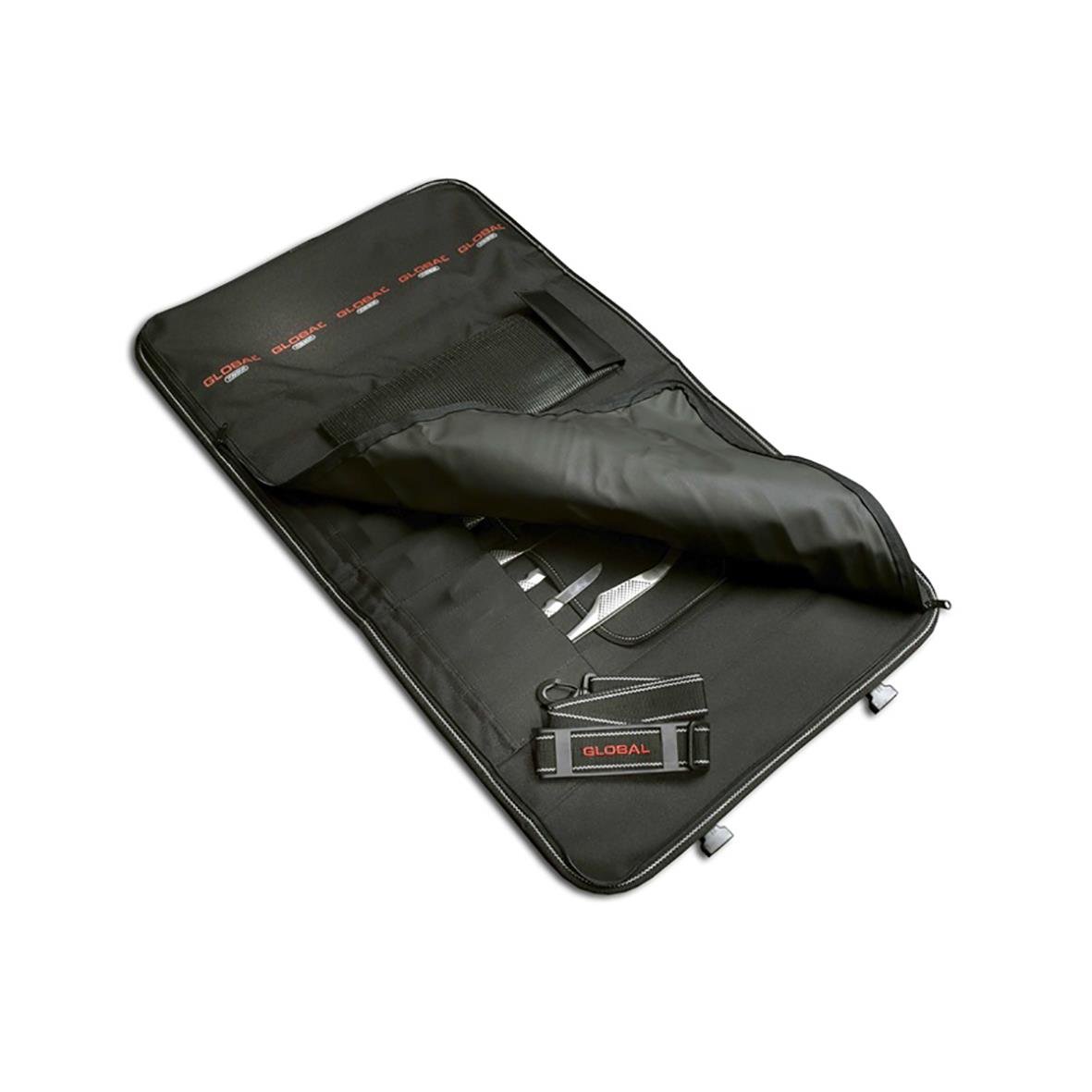 Svart knivväska från Global G-667/21 med plats för knivar och tillbehör