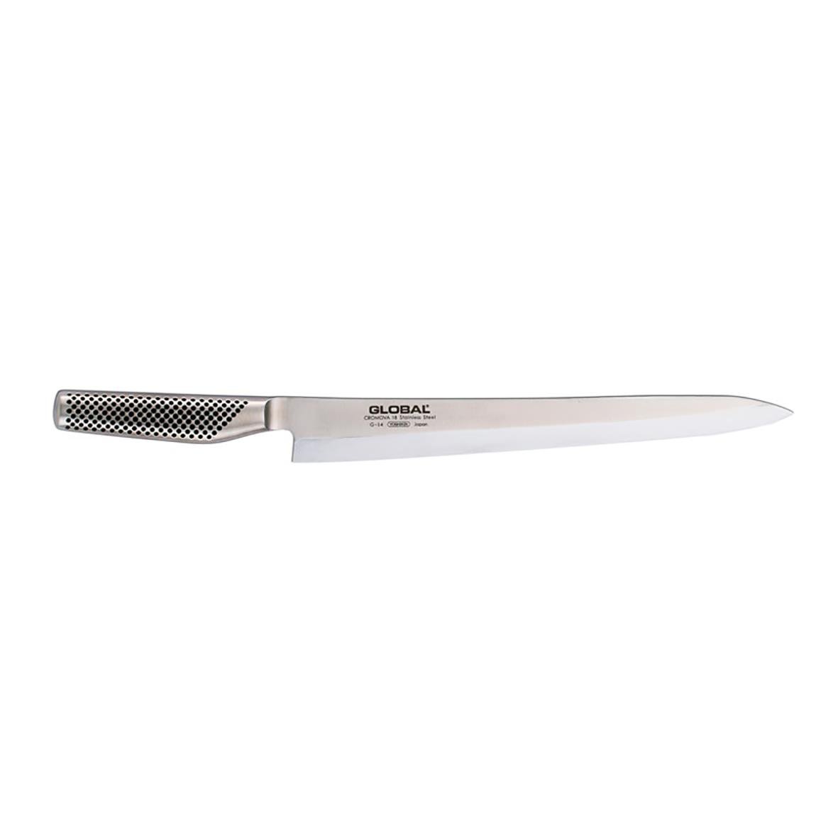 Global G-14 sashimikniv 30cm med rostfritt blad och svart och silver handtag