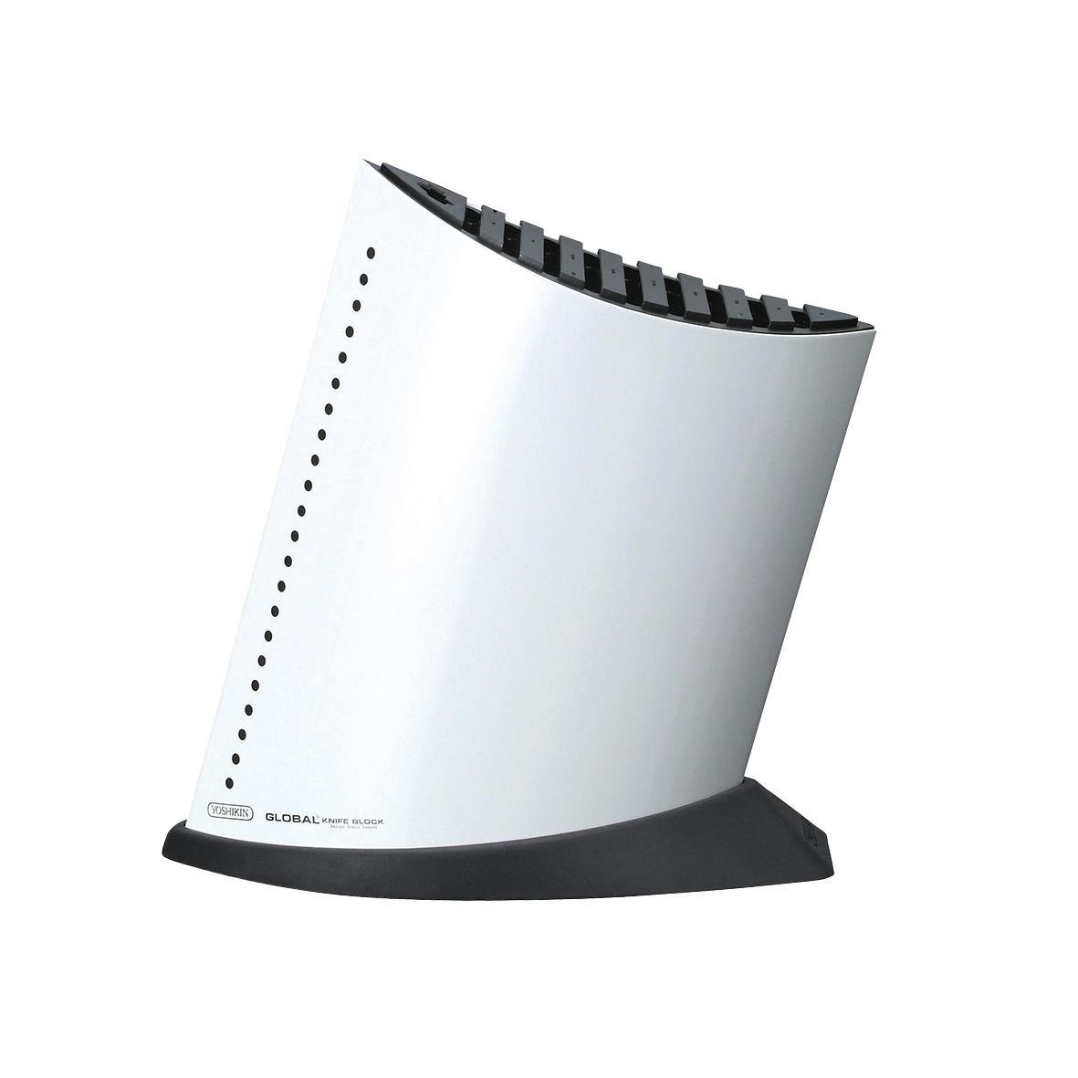 Vit knivblock Global GKB-52/CW med svart bas och blad