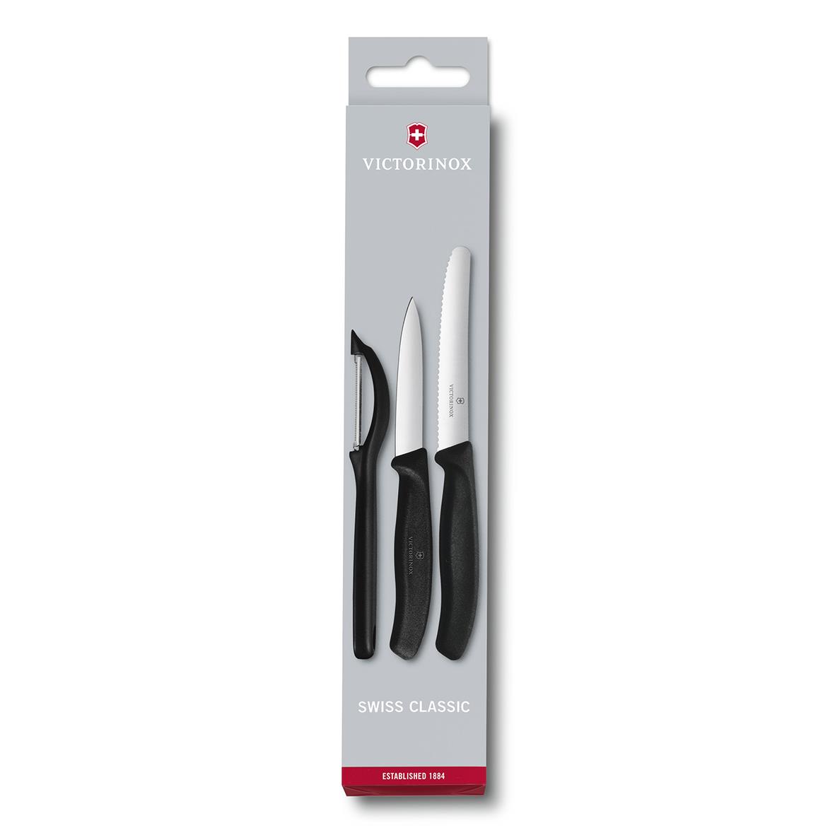 Knivset Victorinox Swiss Classic skalkniv med två knivar och ett skydd