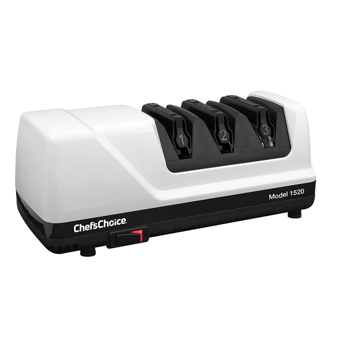 Knivslip Chef's Choice M1520 med tre slipsteg och strömbrytare