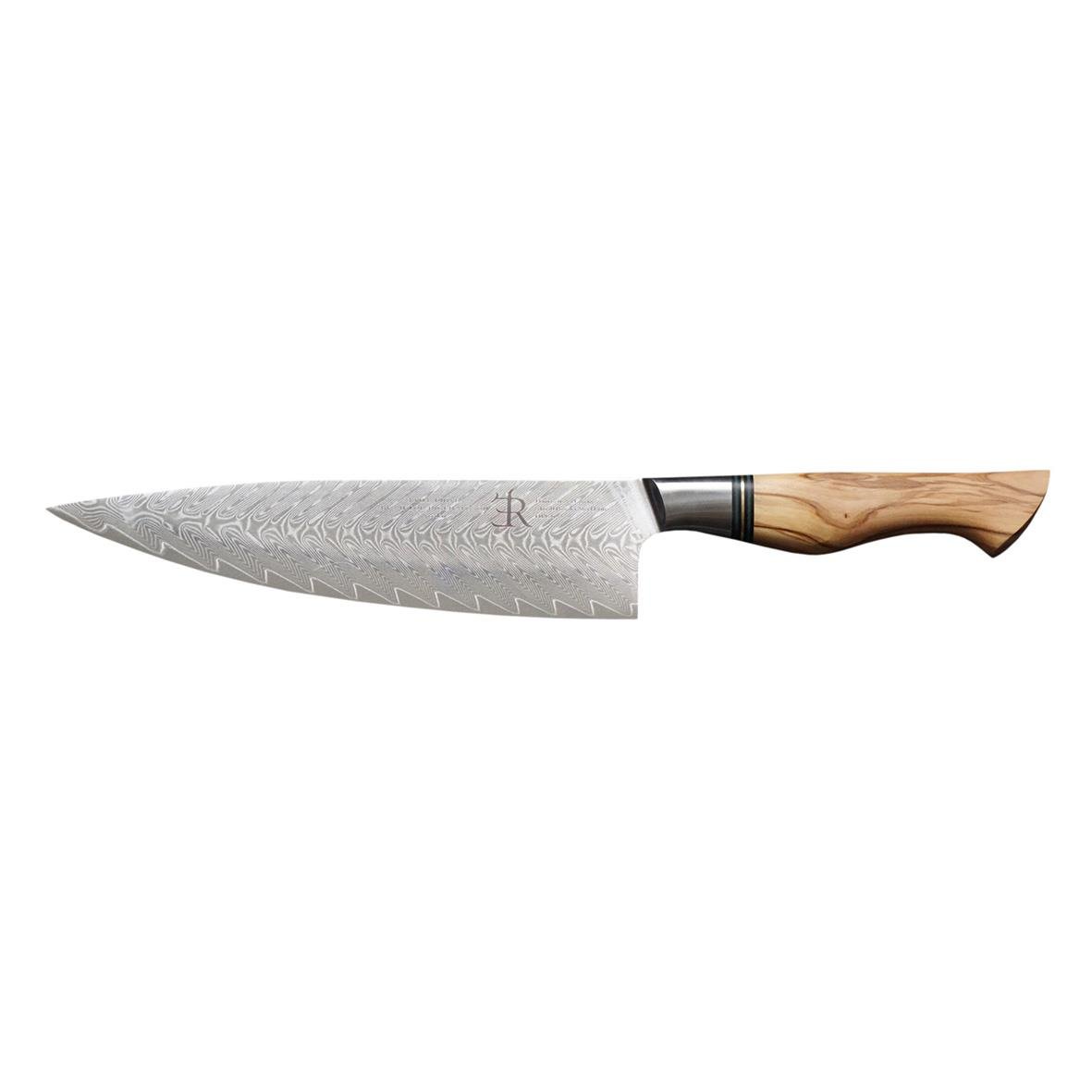 Kockkniv Ryda Knives 21cm med damaskusstålblad och trähandtag