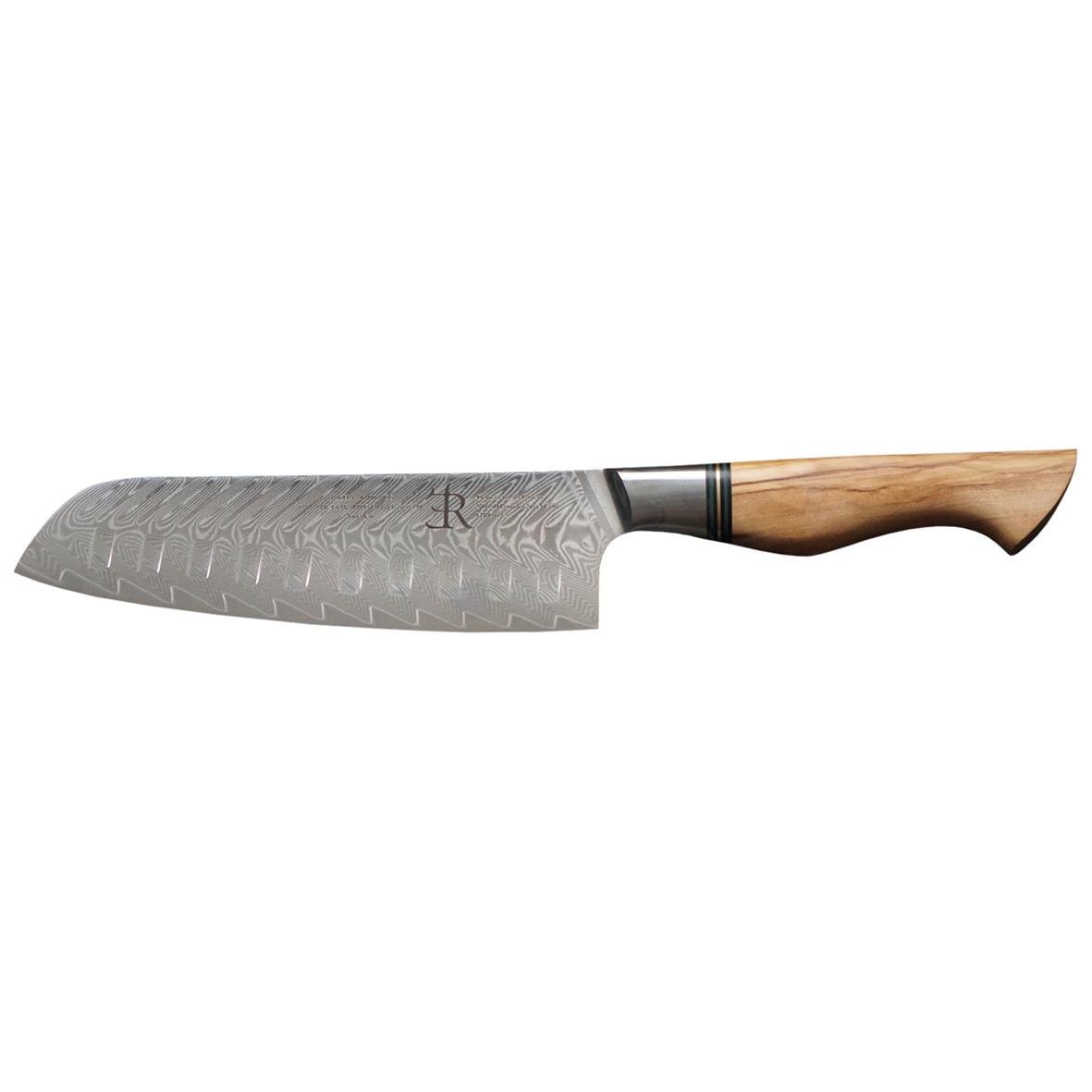Santokukniv Ryda Knives 18cm med damaskusstål och trähandtag