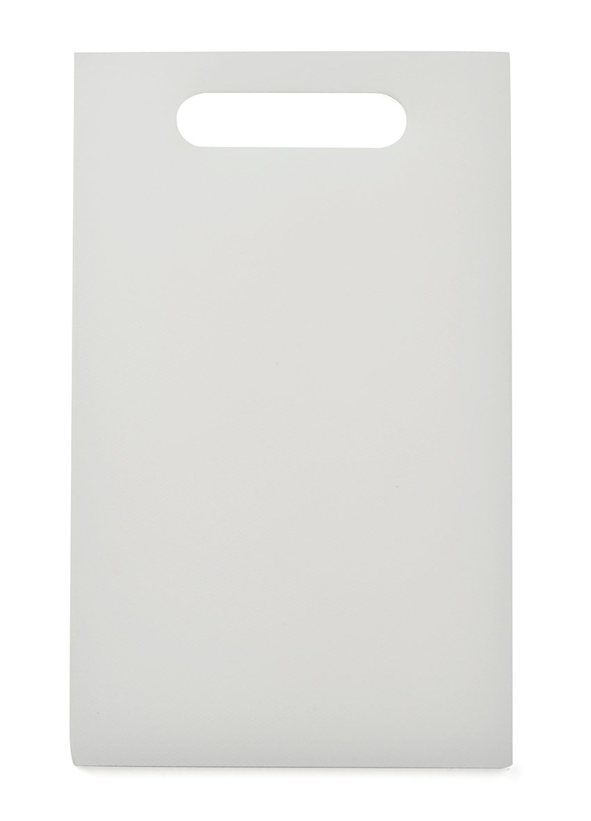Vit skärbräda i polyeten, mått 24x15cm med handtag