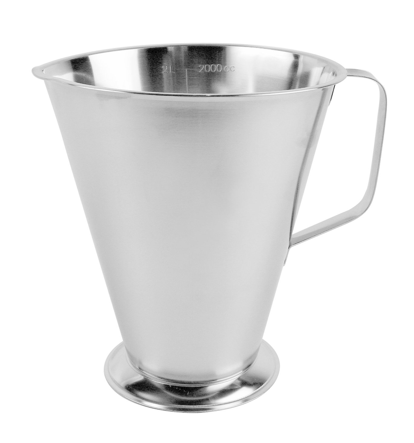 Rostfri måttkopp med fot och 2-liters kapacitet