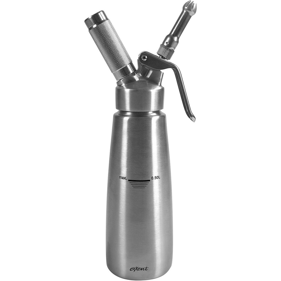 Rostfri gräddsifon Exxent 0,5L med dispenser och metallkropp