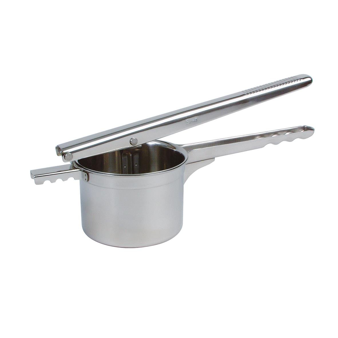 Rostfri press med lång handtag och rund form