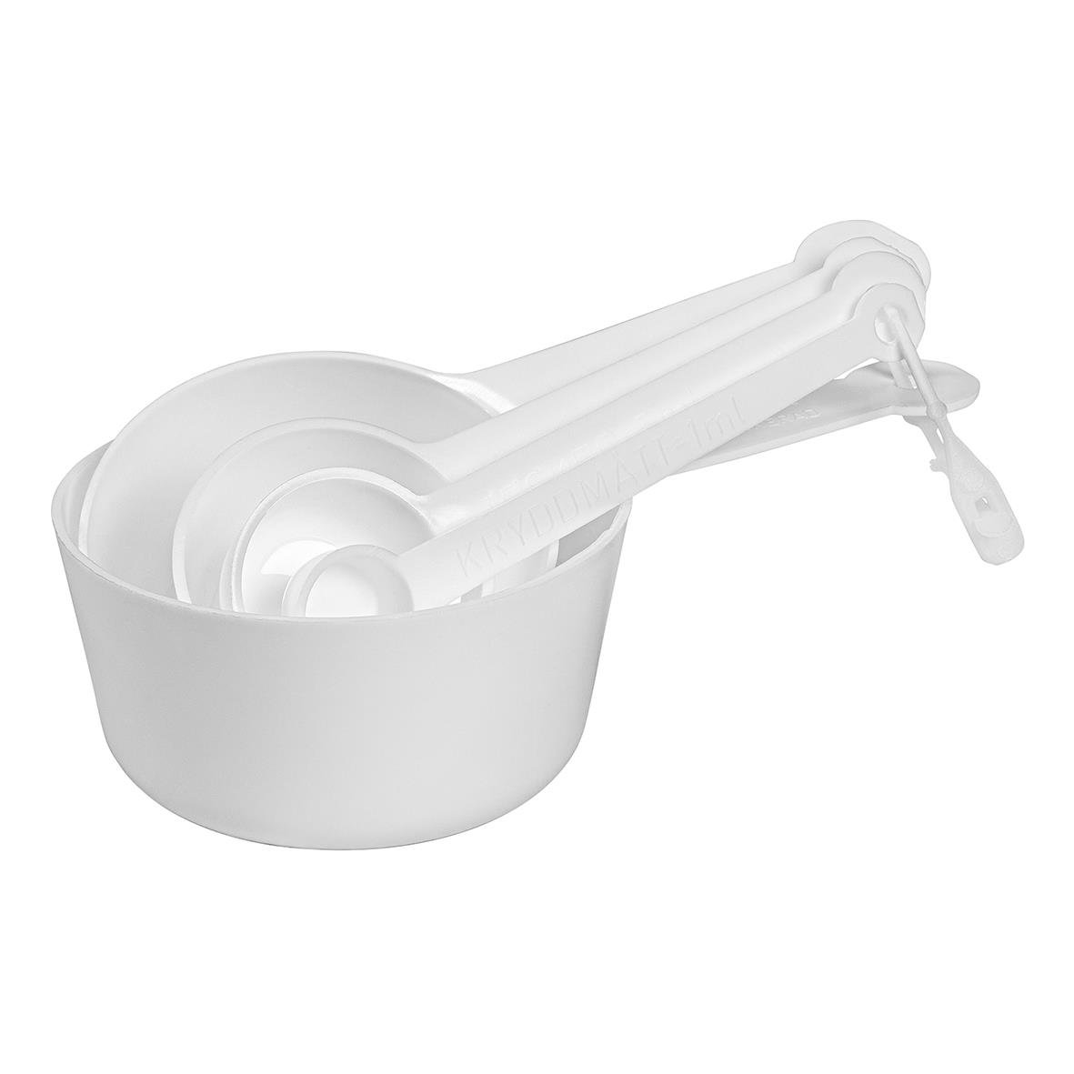 Måttsats i plast med 5 delar i vitt, 1, 5, 15, 50 och 100 ml