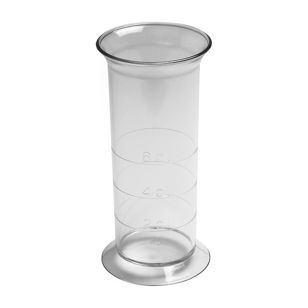 Plastmätglas 2-6cl, okrönt, transparent