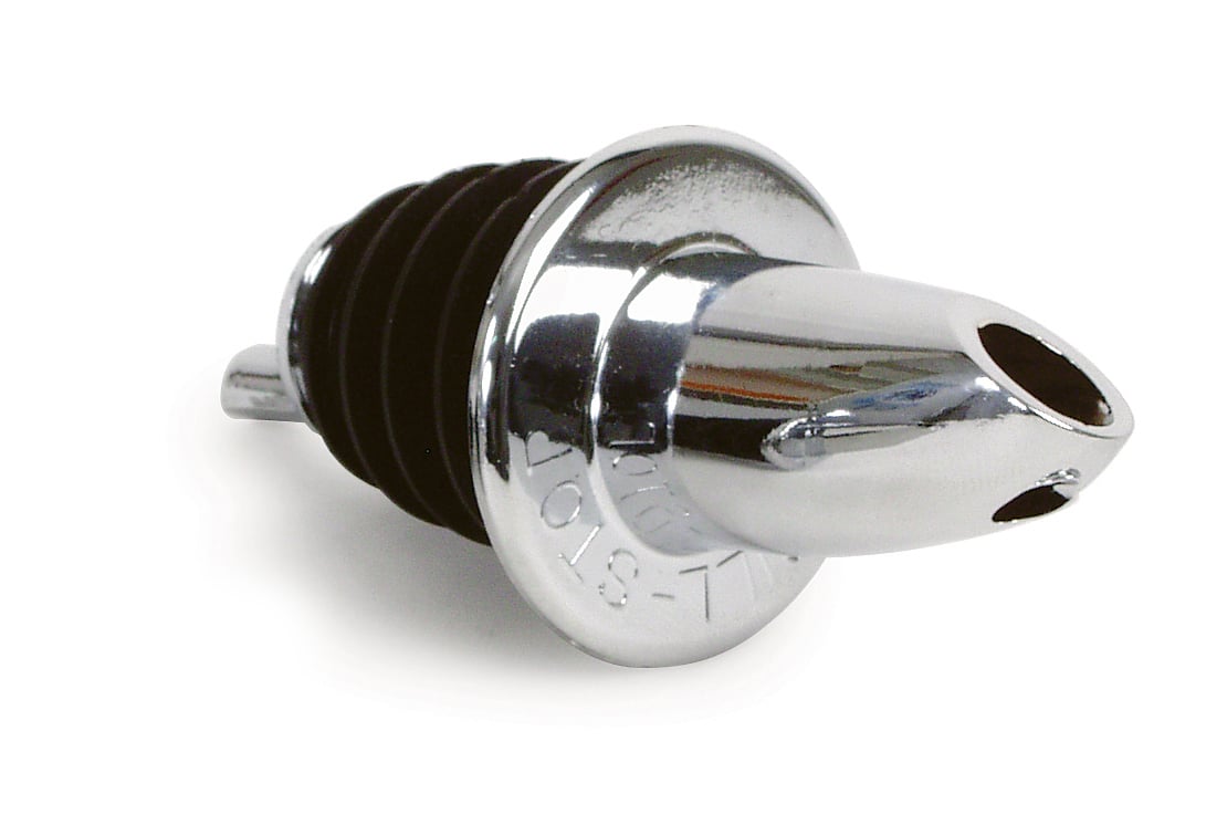 Kromad droppkork med svart gummibussning