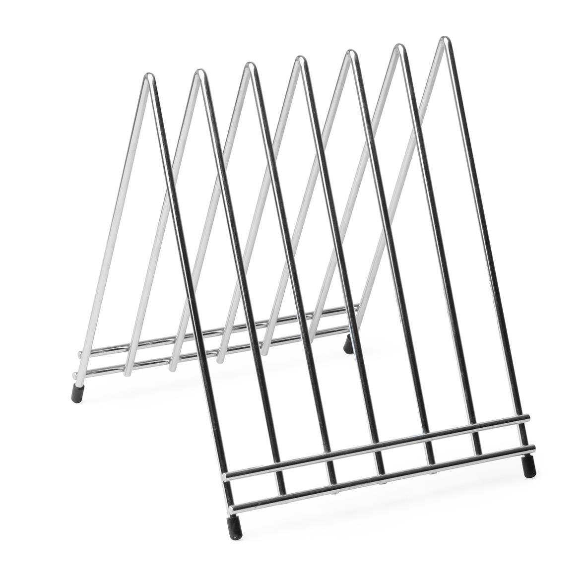 Ställ för skärbrädor med 6 fack i metall för organiserad förvaring