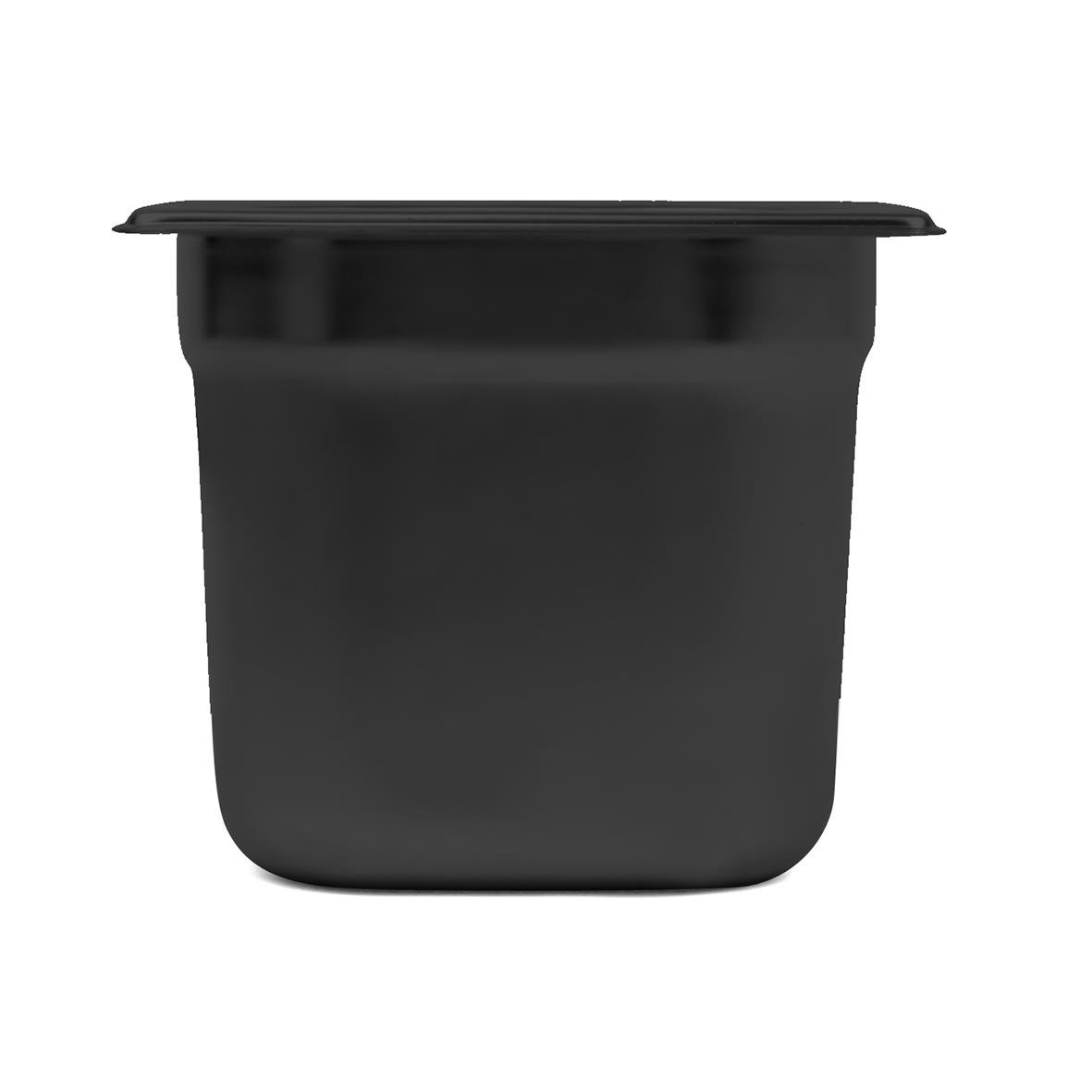 Svart kantin med lock, mått 176x162x150mm, 2,5L