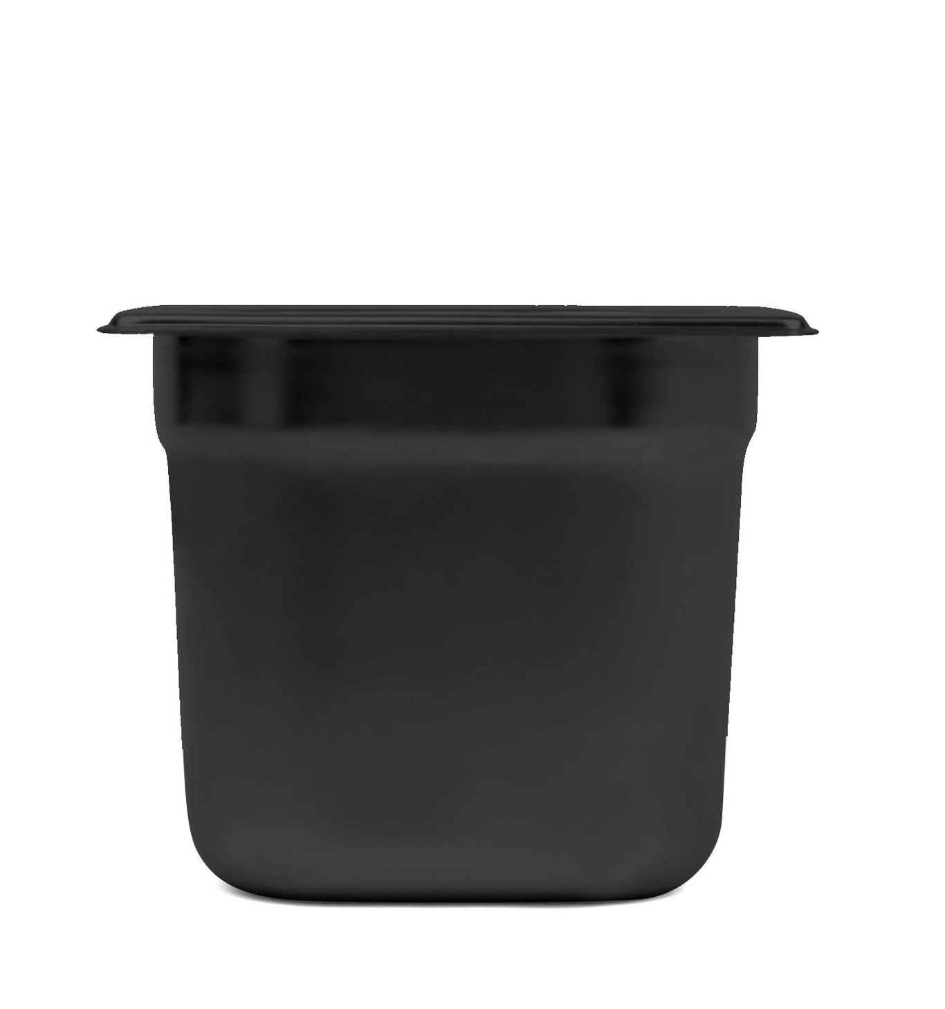 Svart kantin med lock, mått 176x162x150mm, 2,5L