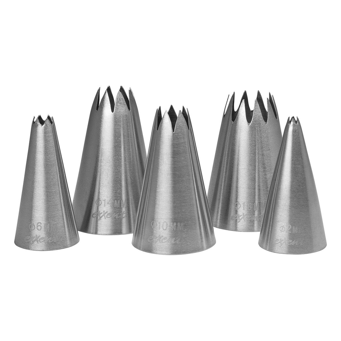 Stjärntyllset med 5 st, storlekar 2-18mm, i metall