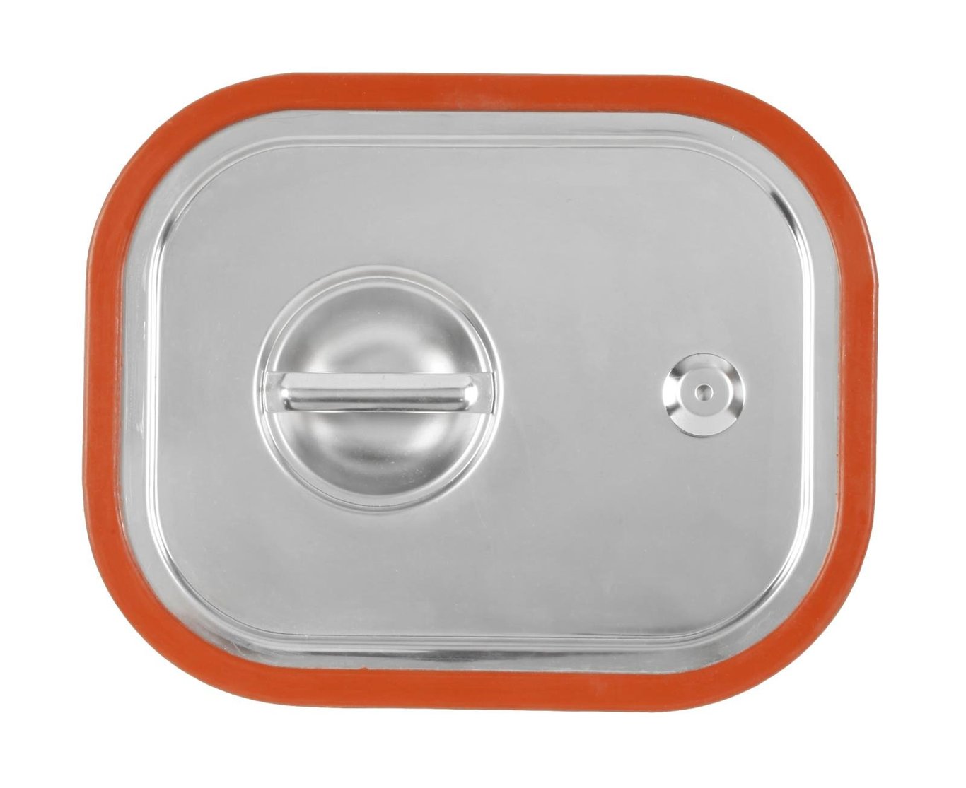 Rostfri lås till kantin med orange gummiomslag och rund låsknapp