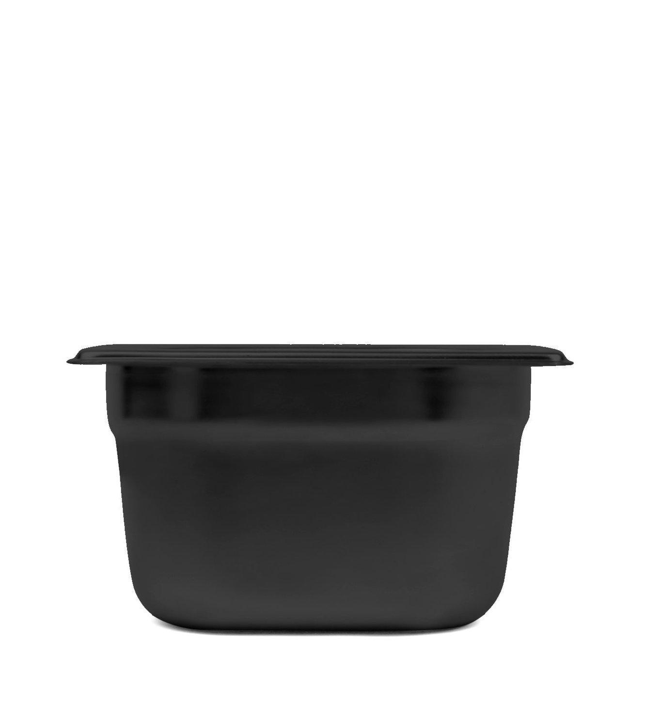 Svart kantin med lock, mått 176x162x100mm, volym 1,5L