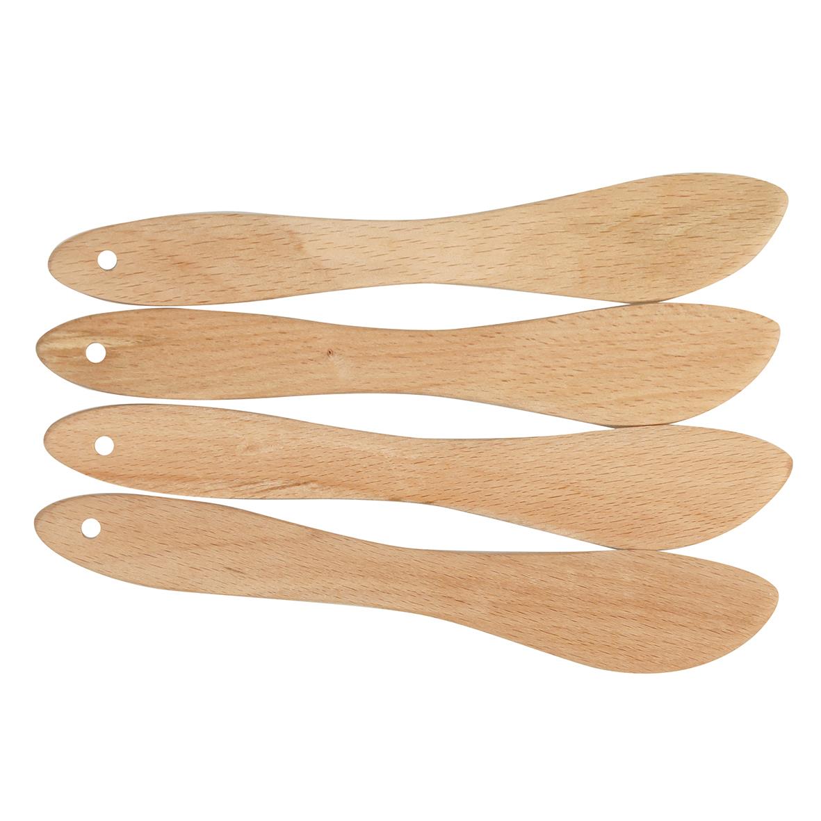 Fyra träsmörknivar på 18,5 cm, enkla och naturliga i trä