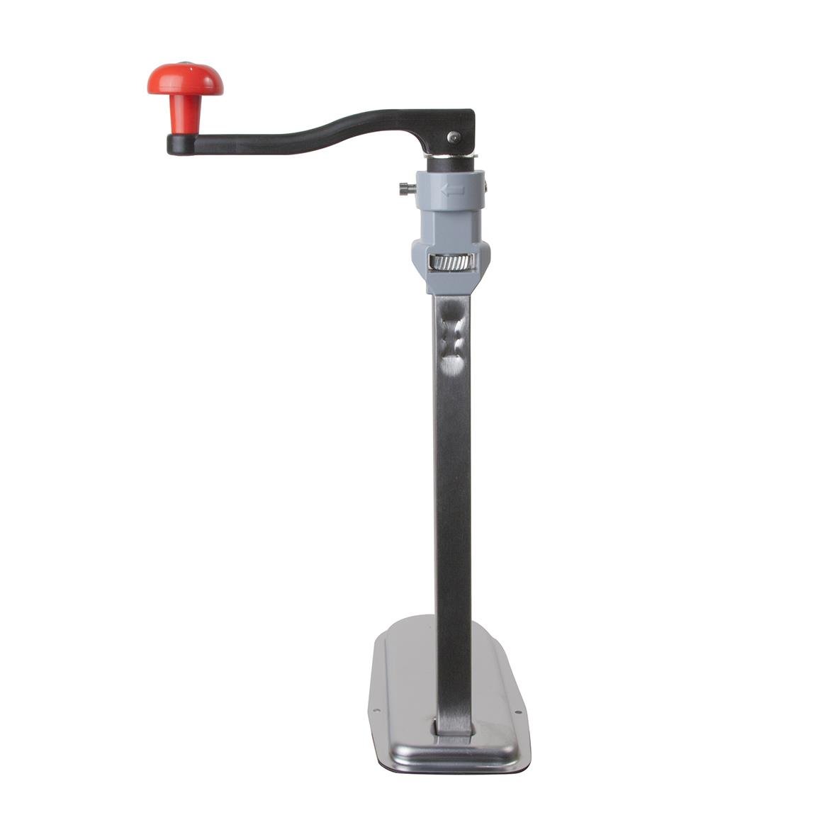 Konservöppnare Exxent Bänkfast med svart arm och röd handtag på metallstativ