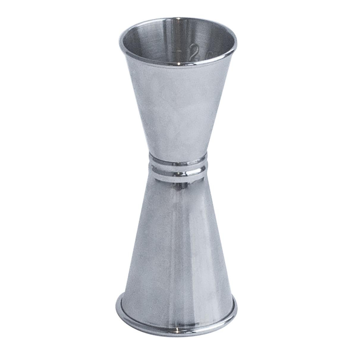 Stål jigger för mätning av 2/4 cl dryck, konformad med måttmarkering