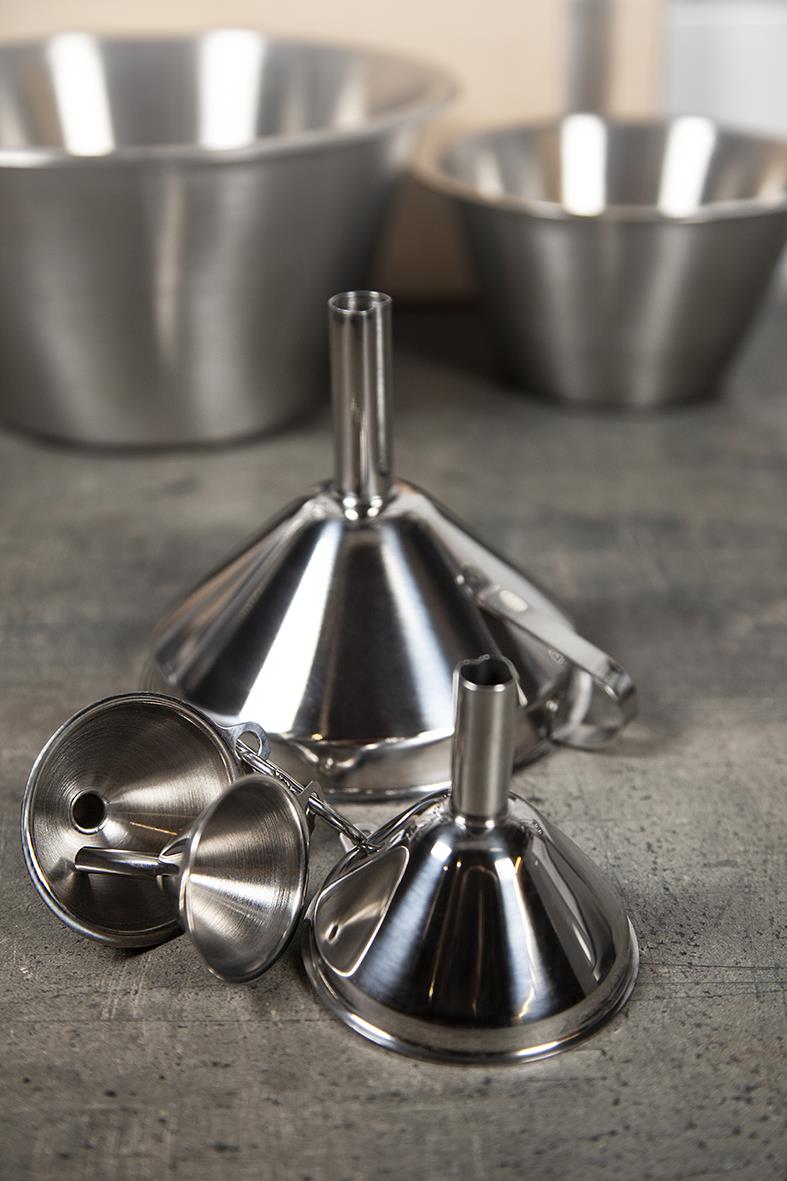 Trattset Exxent 3 delar i rostfritt stål med skålar och trattar