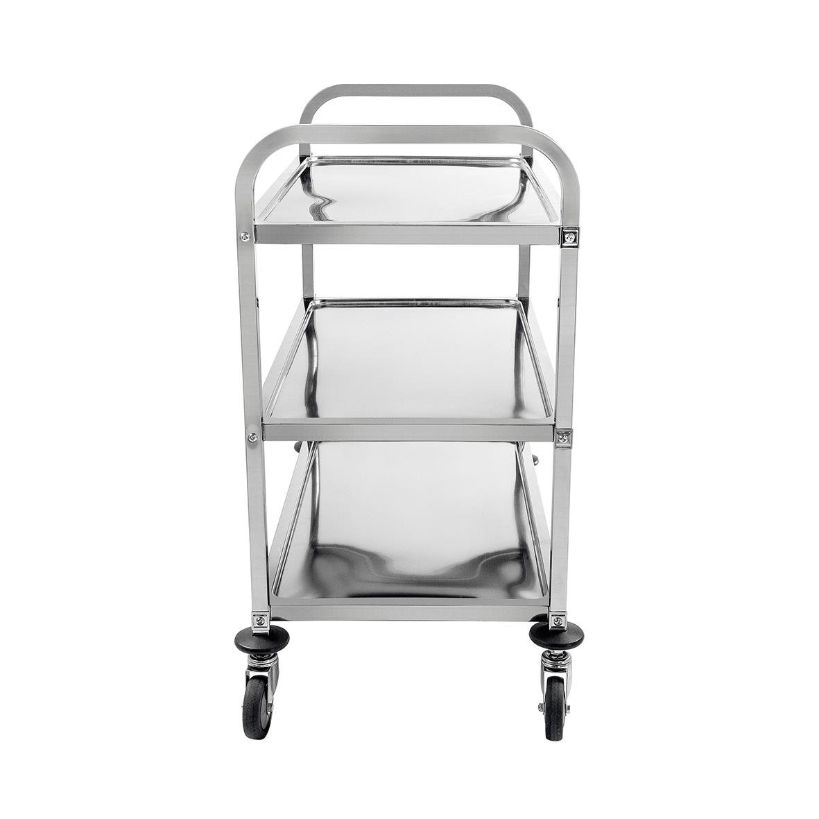 Serveringsvagn Exxent tre plan rostfritt stål med hjul och handtag