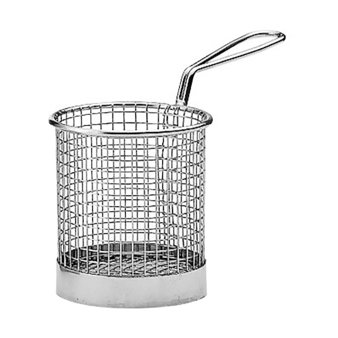 Rund rostfri frityrkorg med diameter 9 cm och höjd 10,5 cm
