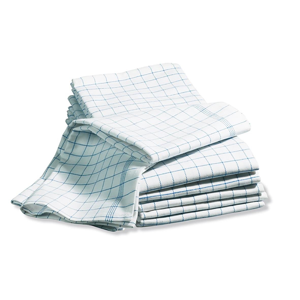 Blå rutiga handdukar i bomull, 50x70cm, staplade