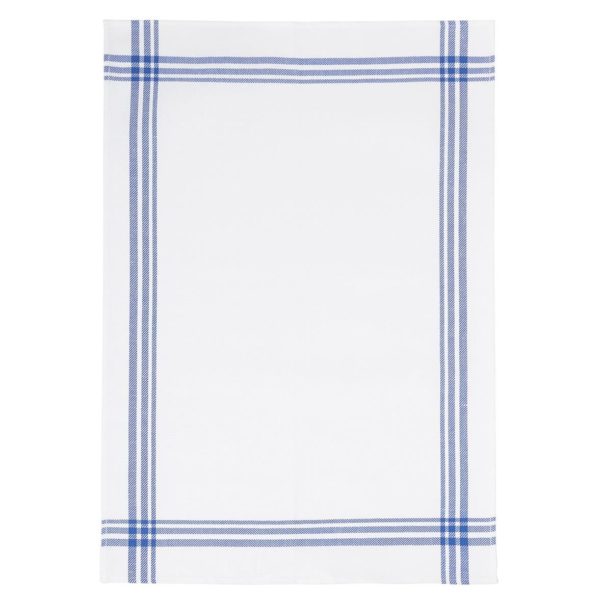 Handduk Segers Halvlinne blå rand 50x70cm med blå rutmönster