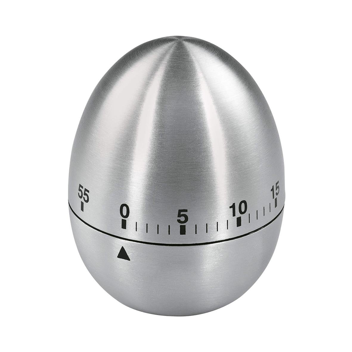 Äggformad kökstimer i rostfritt stål med numerisk skala och markering