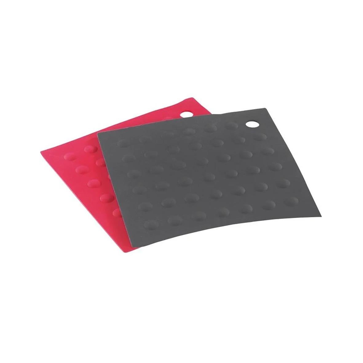 Grytlapp i silikon i rött och grått, 177x177mm