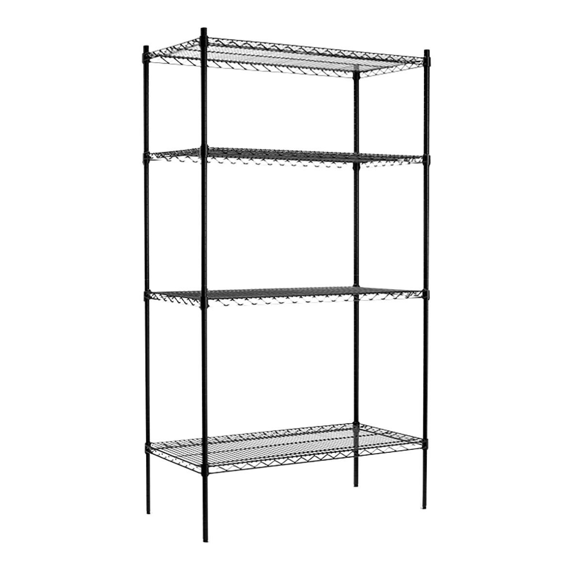 Gallerhylla med 4 hyllplan i svart, mått 1060x530x1880mm