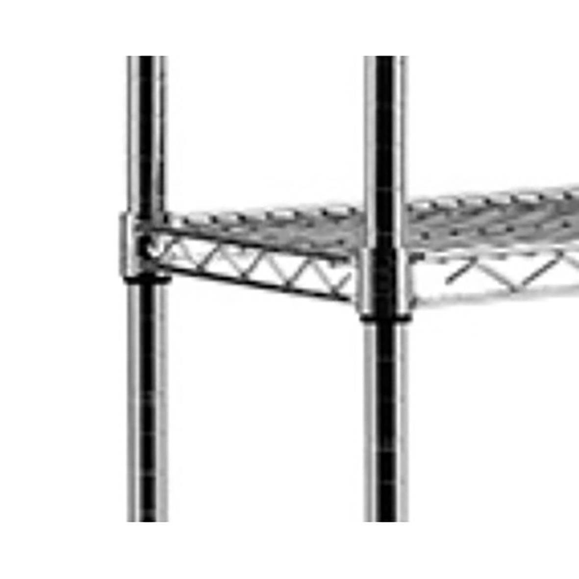 Metallklämmor för att fästa och stabilisera gallerhyllor