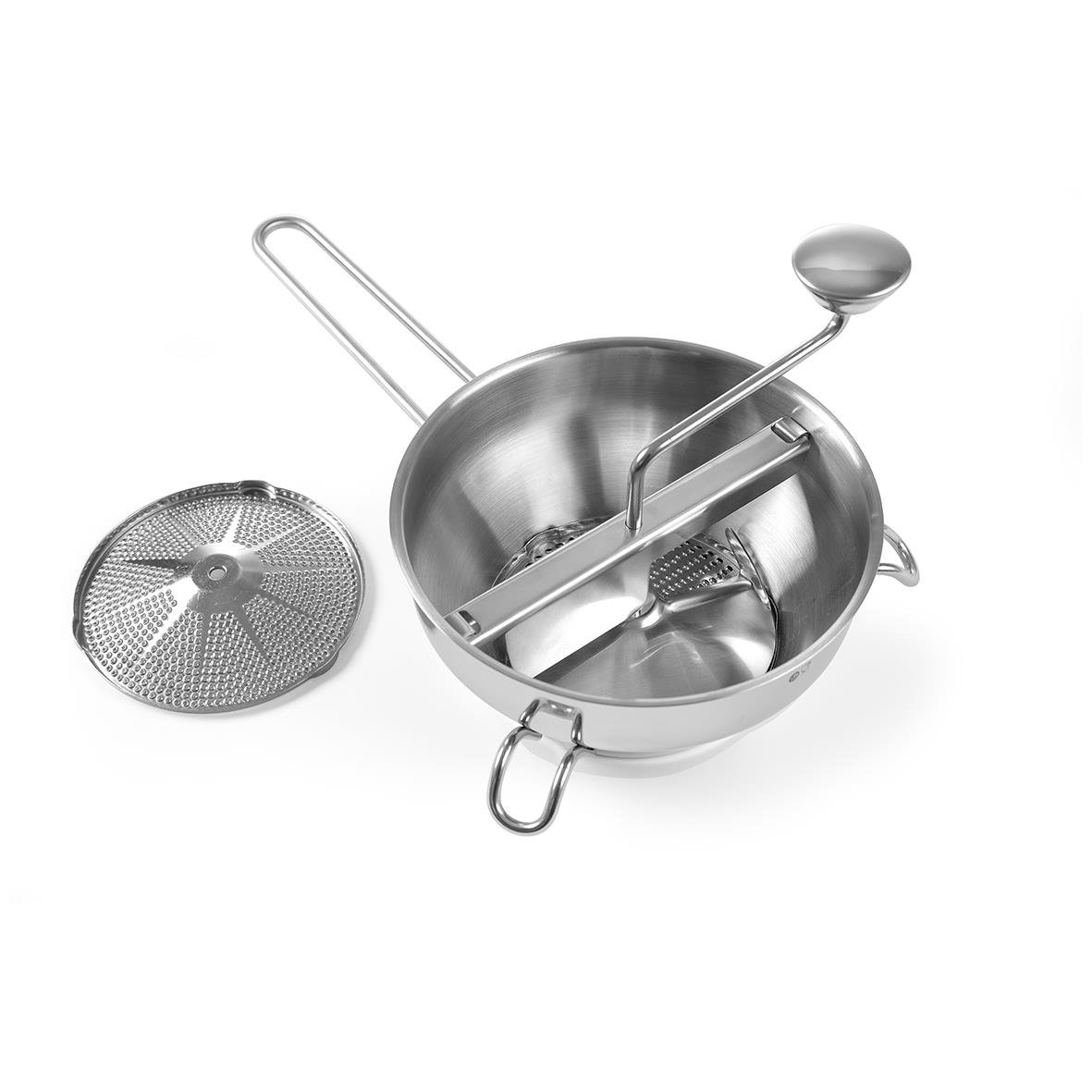 Passör Hendi i rostfritt stål med handtag, sil och skopa, mått 400x215x175mm
