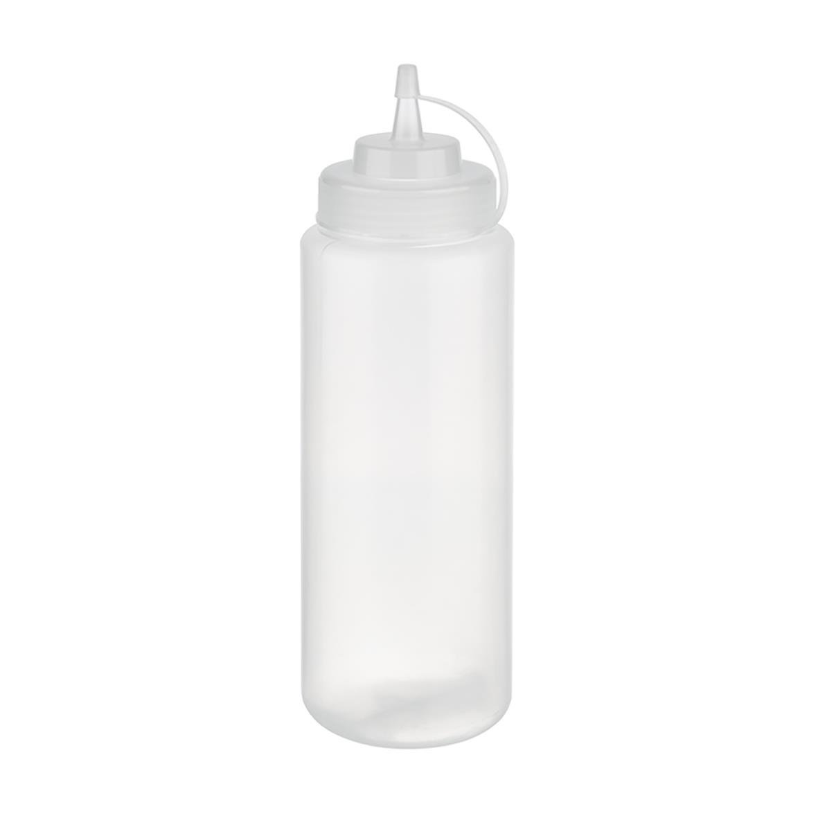 Transparent dressingflaska med pip och lock, Ø80 x 265mm, 1 liter