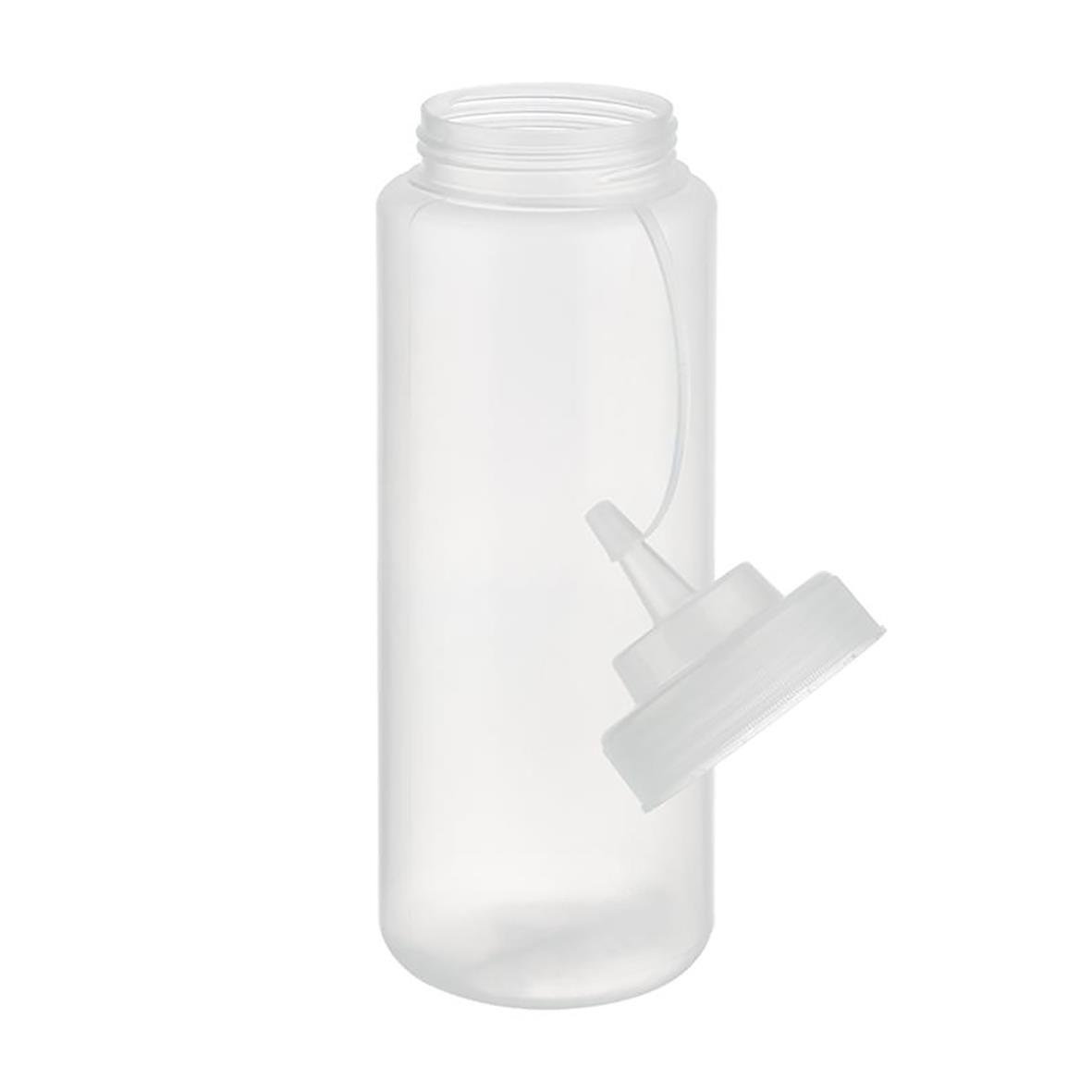 Transparent dressingflaska med lock, Ø80 x 265mm, 1 liter
