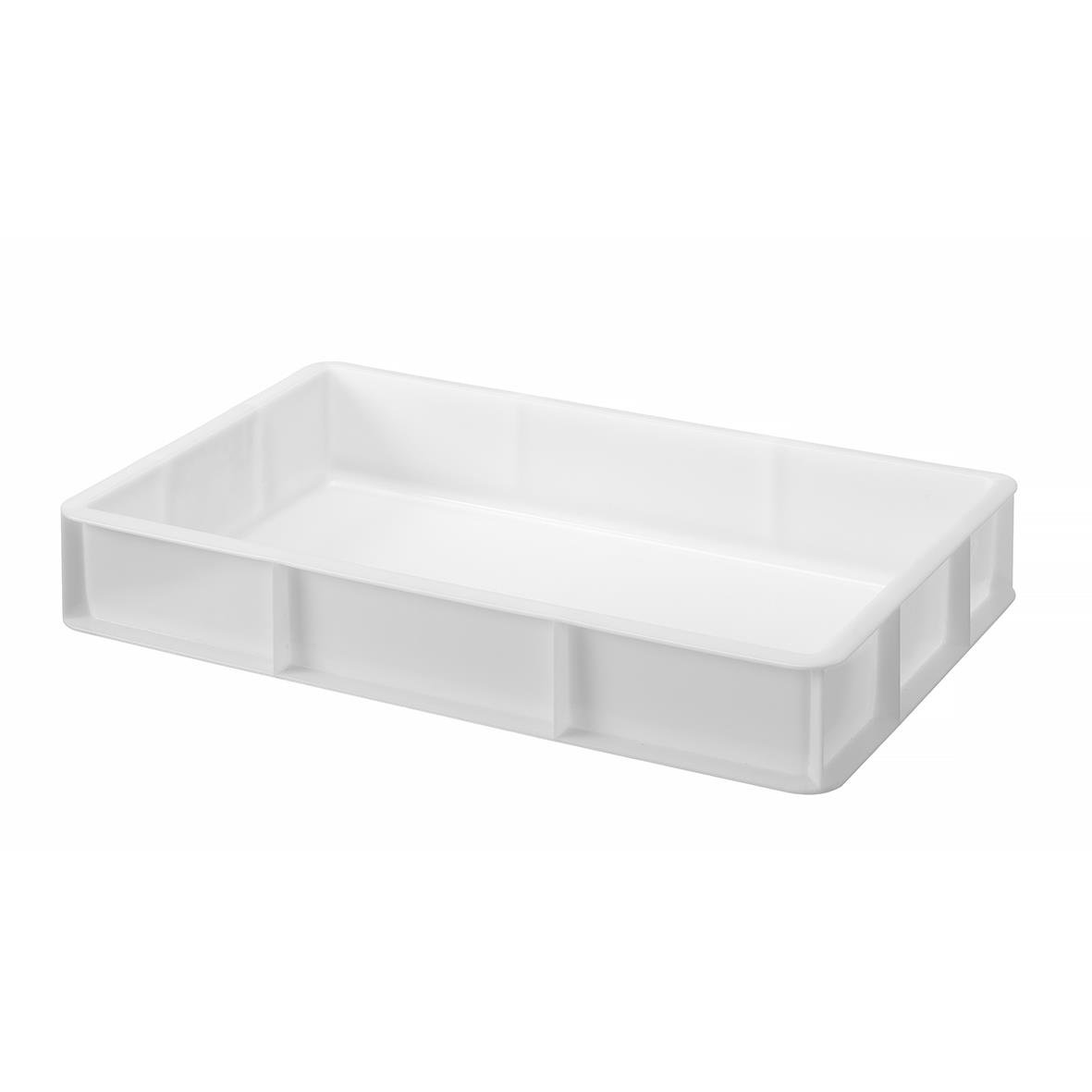 Vit pizzadegslåda i plast med måtten 530x325x90mm för bakning och förvaring