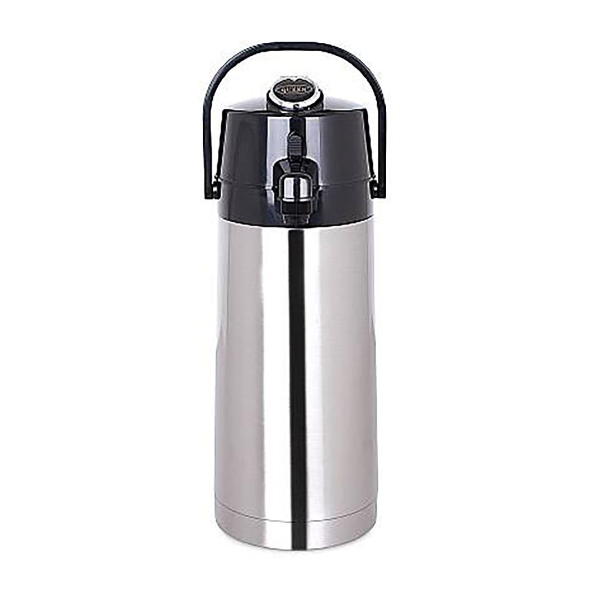 Stainless steel pumptermos Coffee Queen 2,2L med lock och handtag