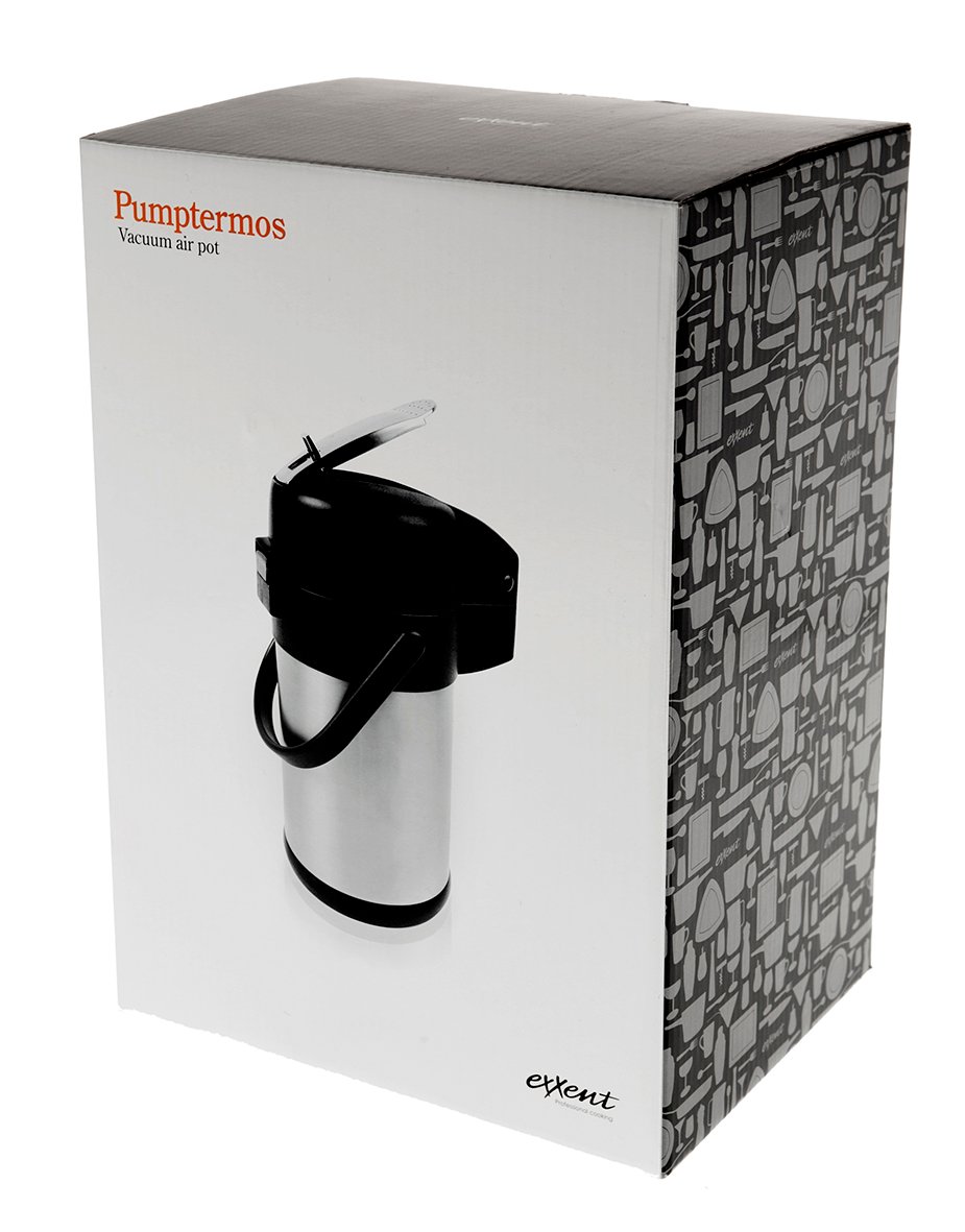 Pumptermos Exxent med hävarm, rostfri insats, silver, 2,2L i förpackning