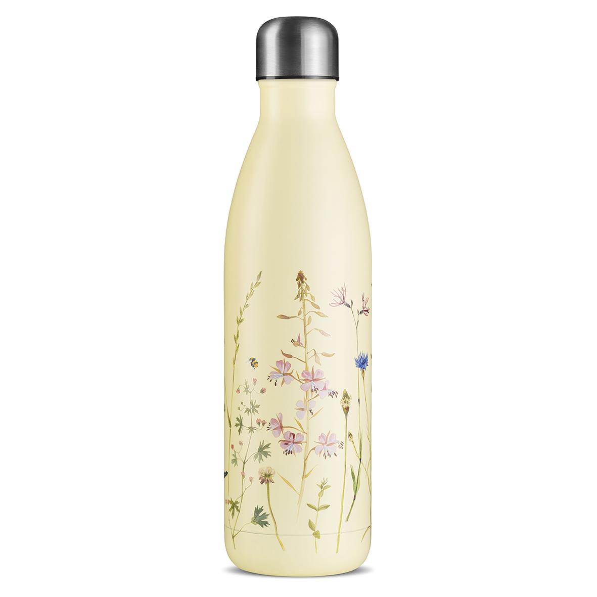 Vattenflaska JobOut Maxi Summer Meadow 750ml med blommönster och silverlock